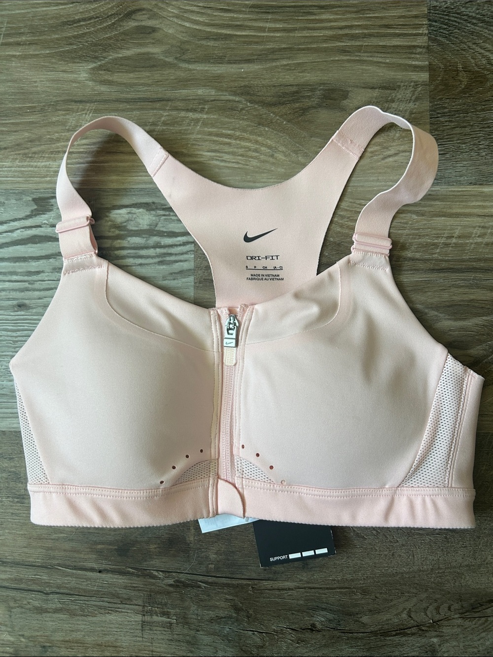 NWT Nike Pink Front-Zip High-Support Sports Bra S